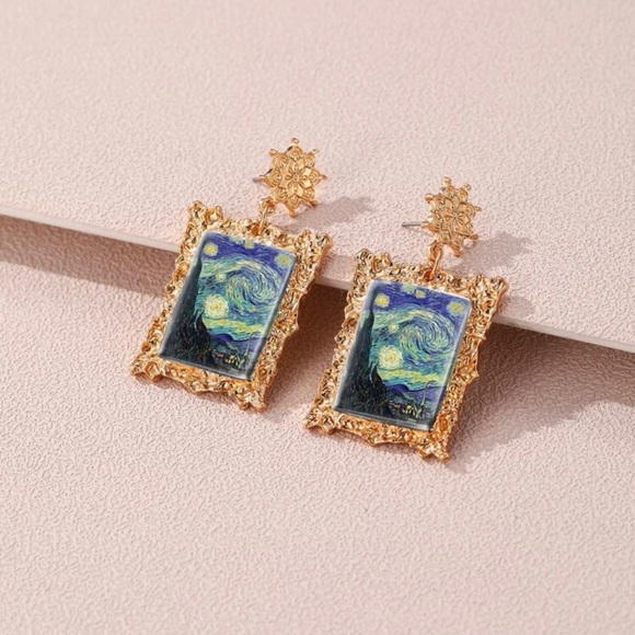 Fun Painting Print Drop Earrings - Picture 6 of 6